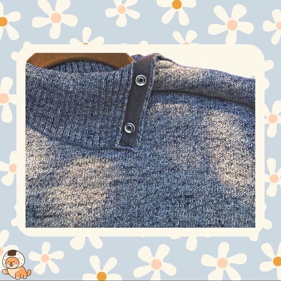 Gap Marled Grey Snap Turtle Neck Sweater - Picture 6 of 9